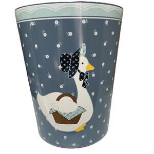 Andre Richard Vintage Plastic Trash Can Country Blue Gertrude Goose 9 3/4” Tall